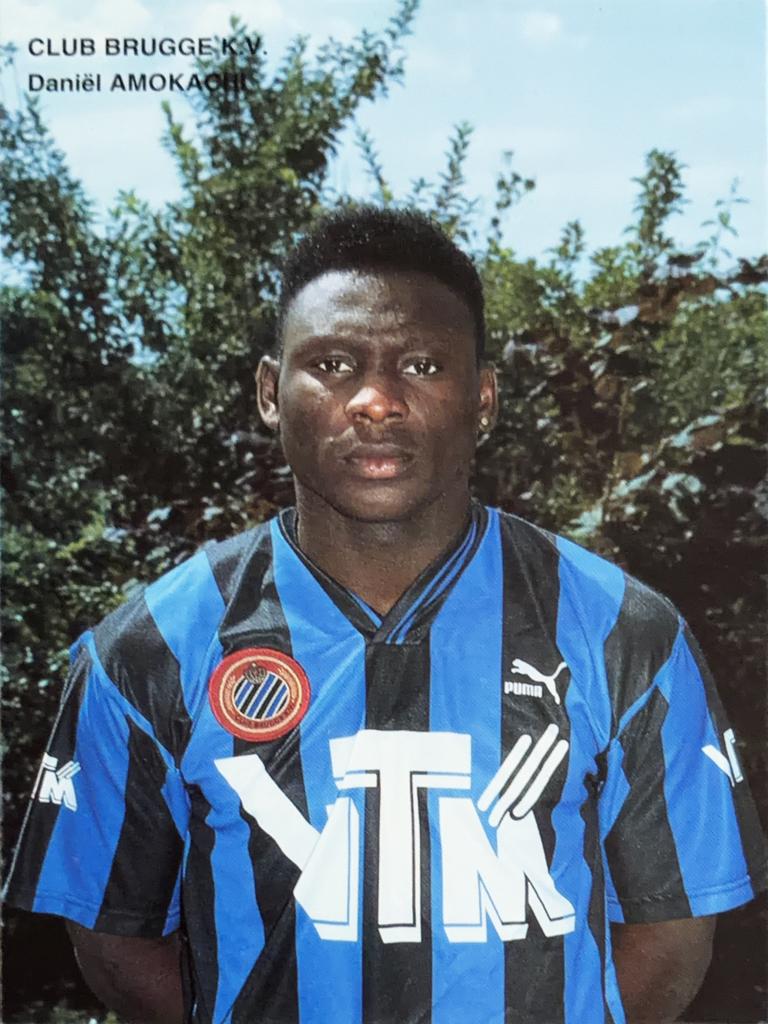Spelerskaart Daniel Amokachi - Club Brugge, Verzamelen, Sportartikelen en Voetbal, Verzenden, Zo goed als nieuw, Spelerskaart