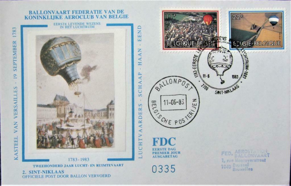 FDC- BELGIË- BALLONPOST- ST-NIKLAAS, Postzegels en Munten, Ophalen of Verzenden, Gestempeld, Overige thema's