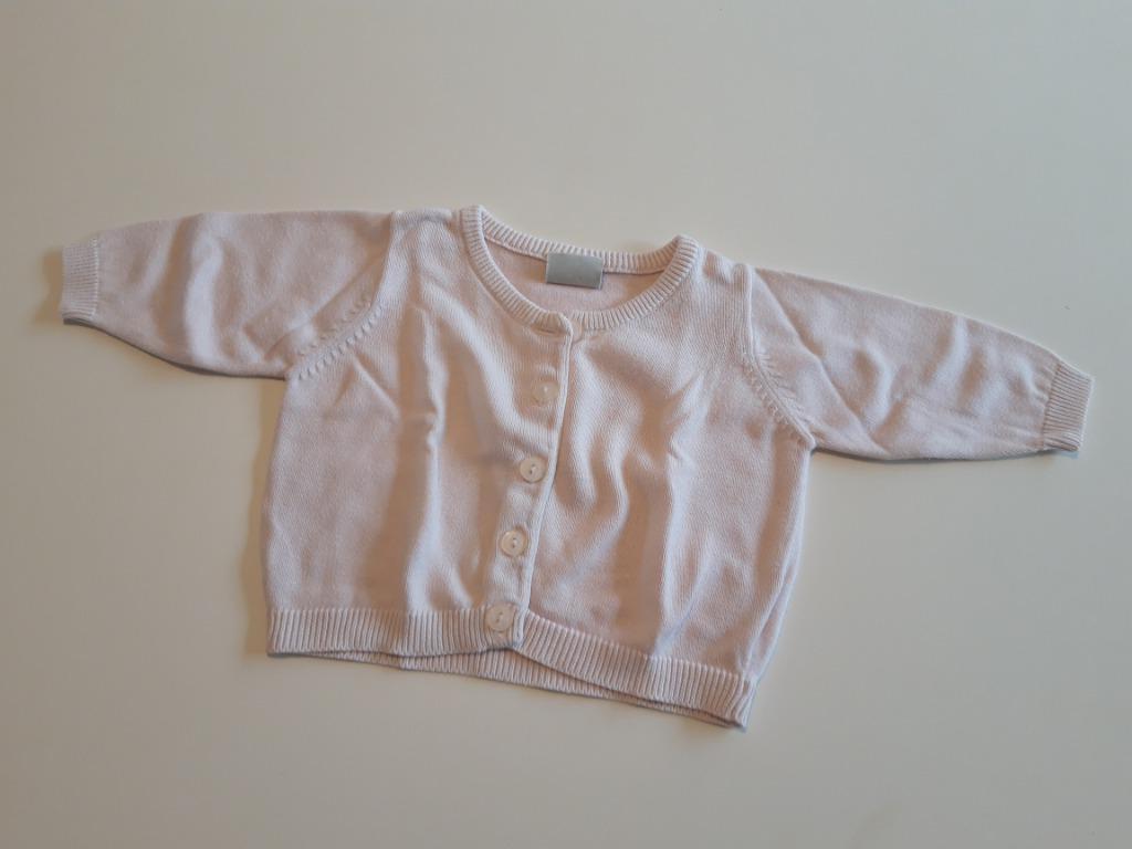 Lichtroze cardigan - Maat 62, Kinderen en Baby's, Babykleding | Maat 62, Gebruikt, H&M, Ophalen of Verzenden, Truitje of Vestje