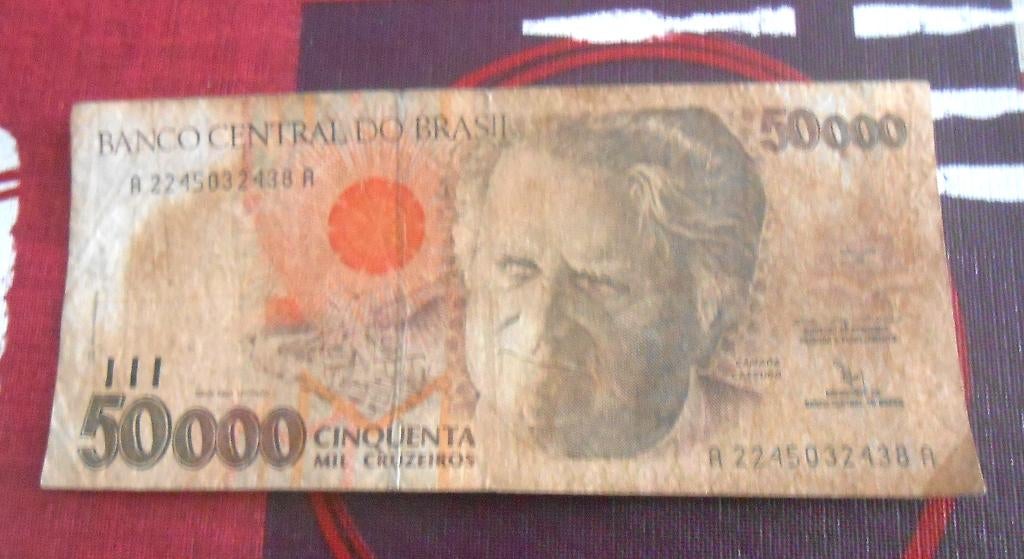 Bankbiljet van Brazilië - 50000 cruzeiros - 1 euro, Ophalen of Verzenden, Zuid-Amerika, Los biljet
