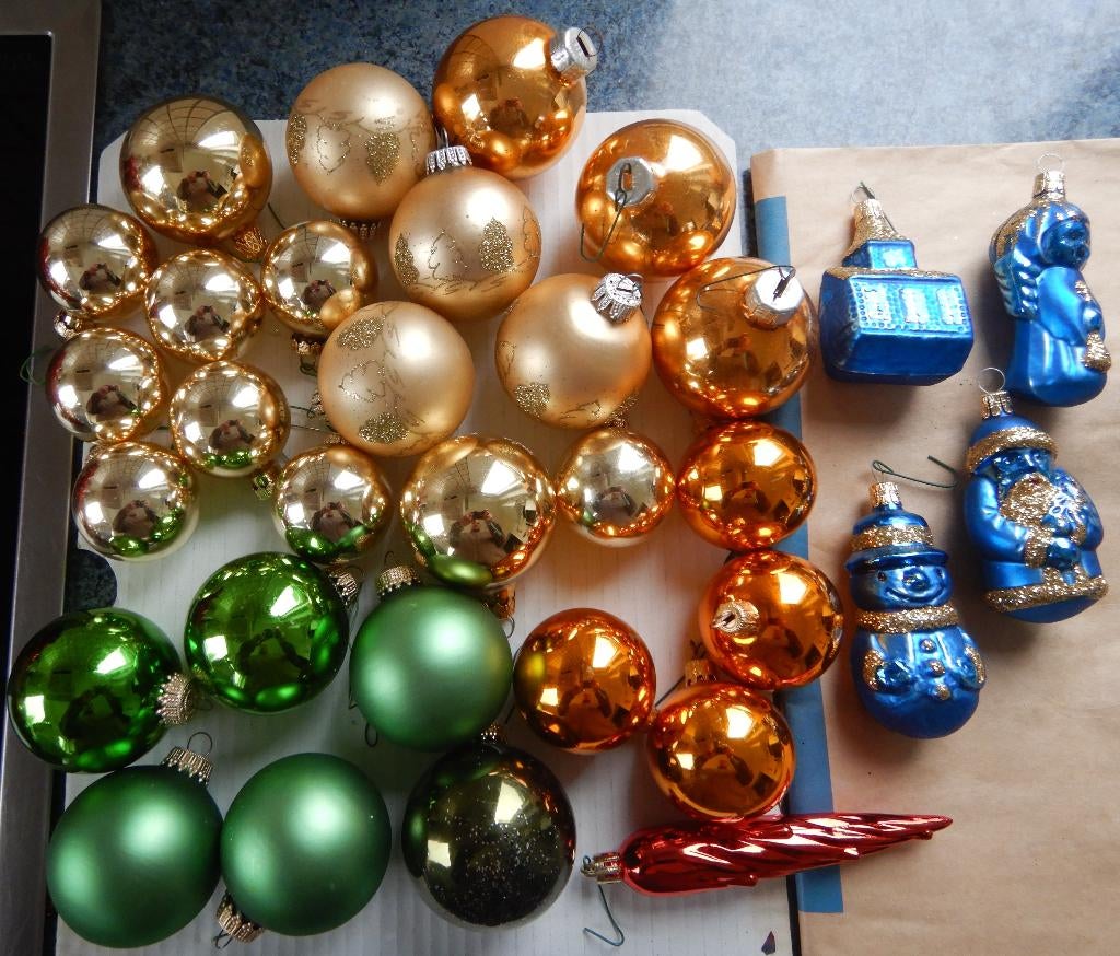 Set van 31 antieke kerstballen, Ophalen of Verzenden, Zo goed als nieuw