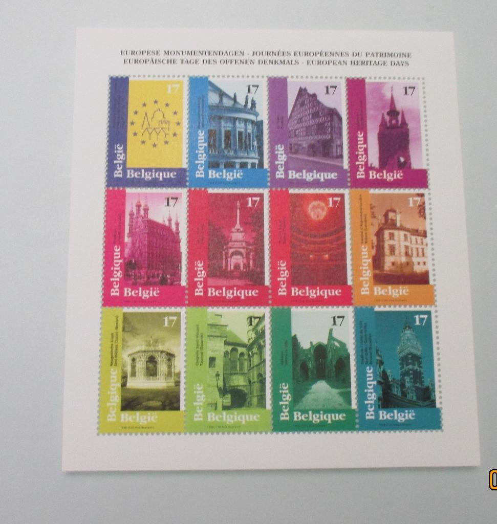 Postvel- Postfris-Europese Monumentendagen (12 postzegels.), Europa, Ophalen of Verzenden, Zonder stempel, Postfris
