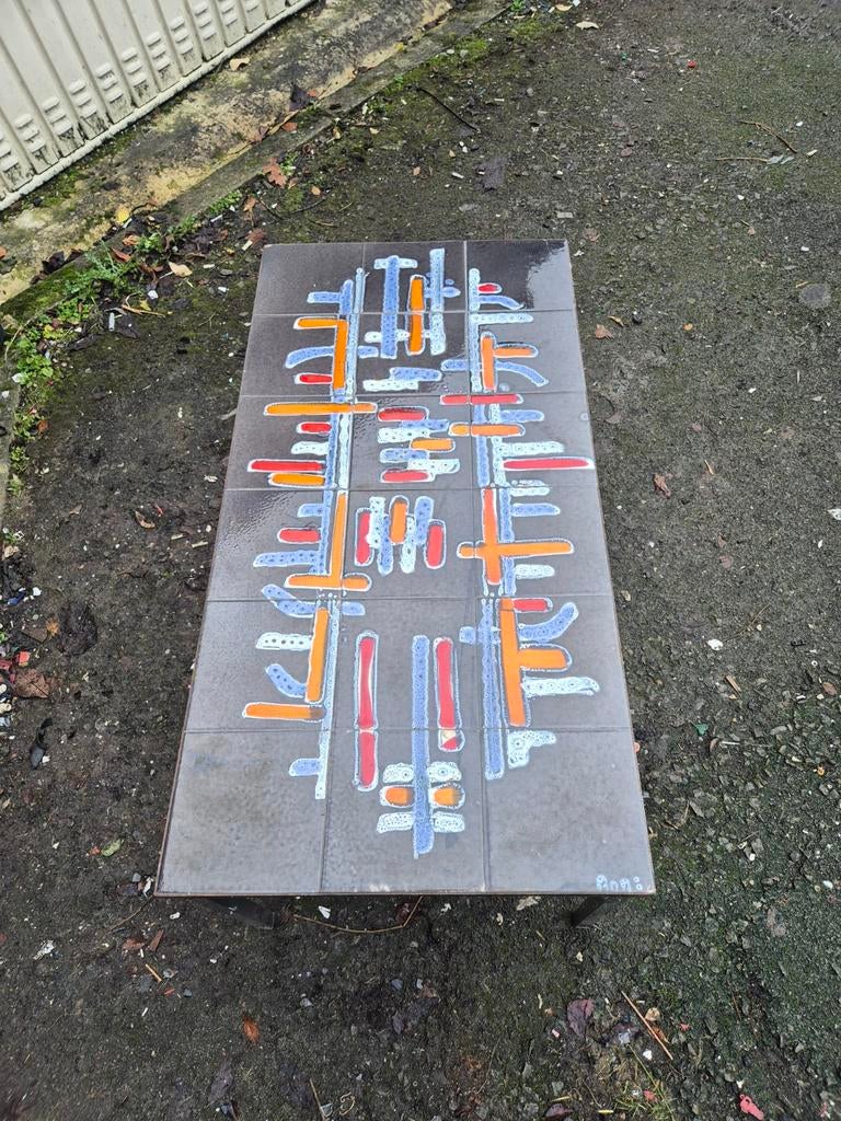Table basse en céramique signé Adri vintage années 60/70, Enlèvement