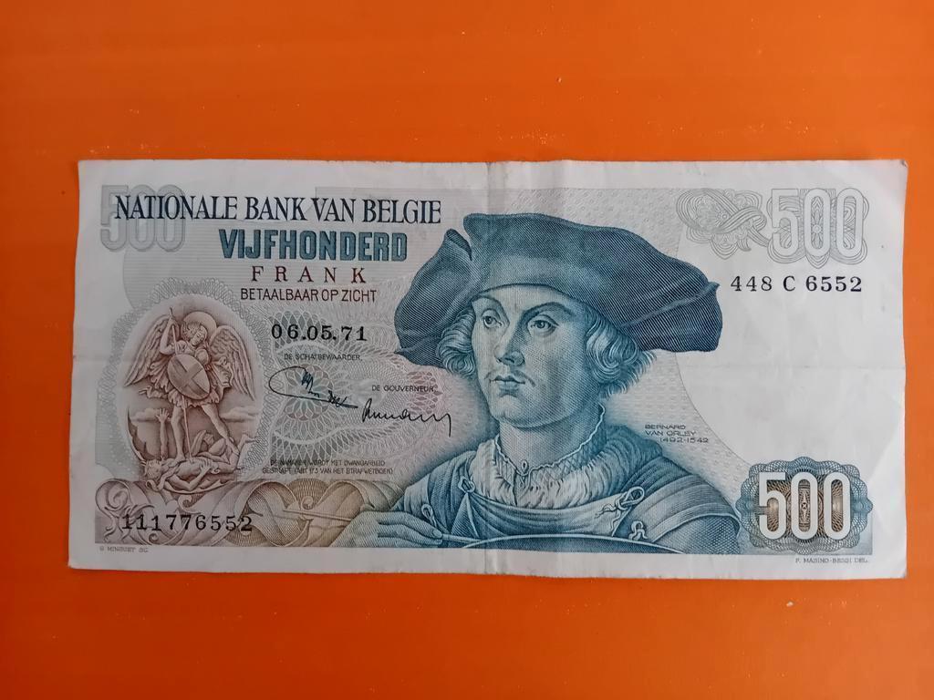 Belgisch bankbiljet van 500 frank 06.05.71, Postzegels en Munten, Bankbiljetten | België, Ophalen of Verzenden, Los biljet