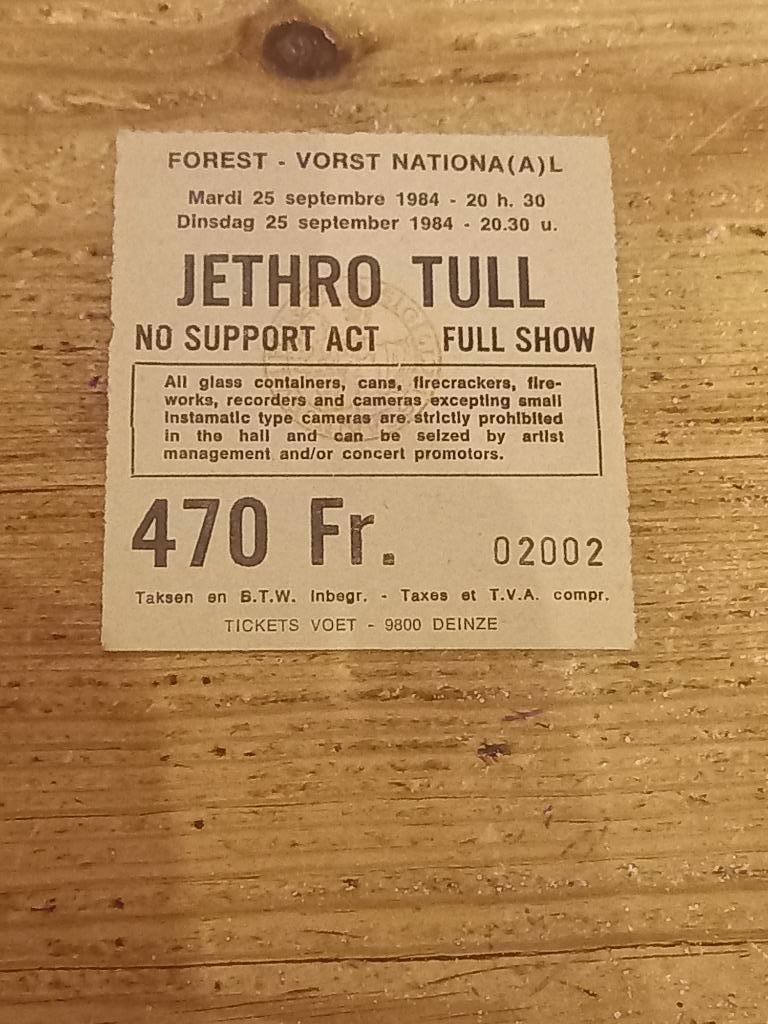 Ticket van Jethro Tull, Tickets en Kaartjes, Eén persoon, September, Rock of Poprock