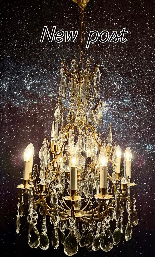 GROTE Franse Kroonluchter met prachtige Kristallen !!!, Antiek en Kunst, Antiek | Verlichting, Ophalen of Verzenden