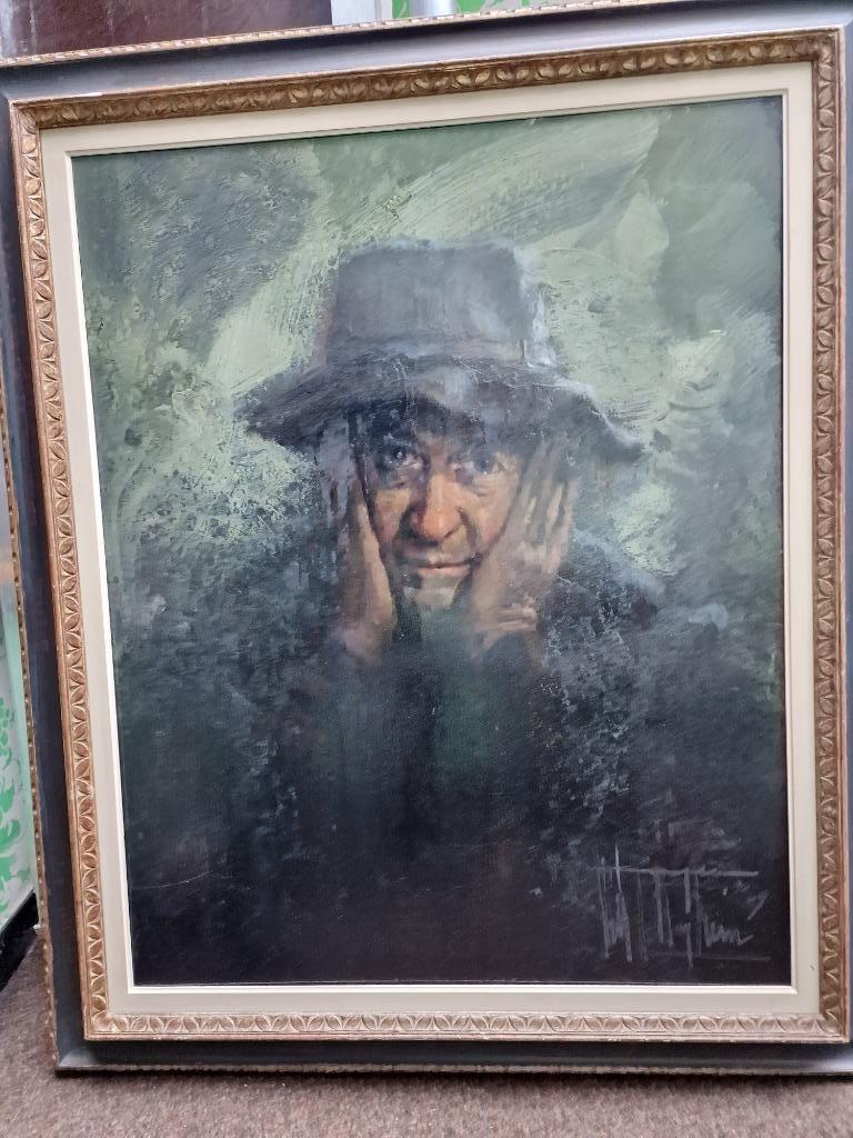 Roger Van Belleghem olieverf krachtig mannenportret, Enlèvement