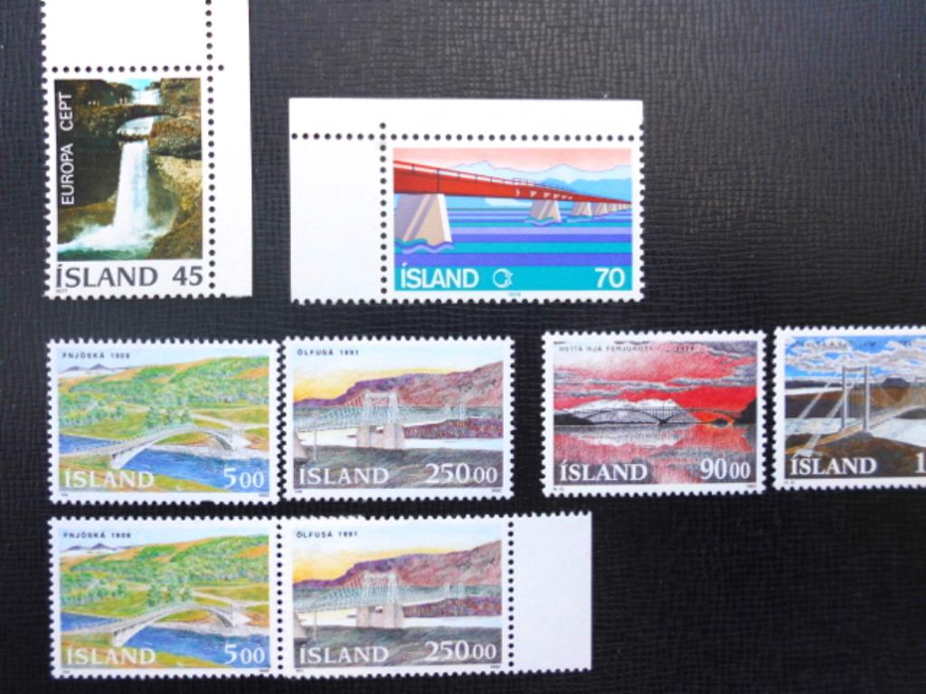 Ijsland : 8 postzegels thema "Bruggen", Postzegels en Munten, Postzegels | Europa | Scandinavië, Ophalen of Verzenden, IJsland