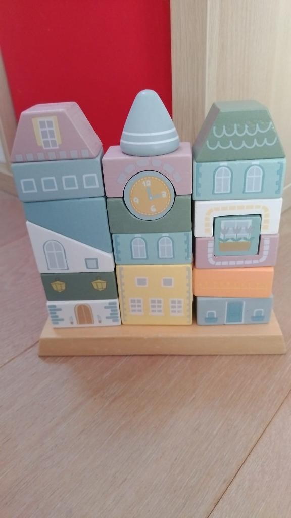 houten blokken stapelgevel/stapelhuis, Kinderen en Baby's, Speelgoed | Bouwstenen, Ophalen, Gebruikt, Overige merken