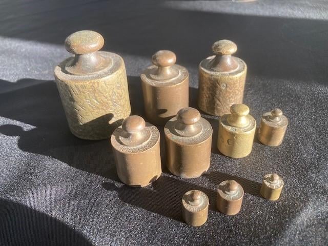 Vintage messing/brons balansgewichten – volledige set, Ophalen of Verzenden