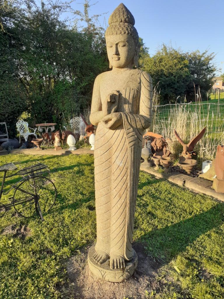GRAND BOUDDHA DEBOUT EN PIERRE NATURELLE (2 mètres ), Enlèvement, Comme neuf, Pierre, Bouddha