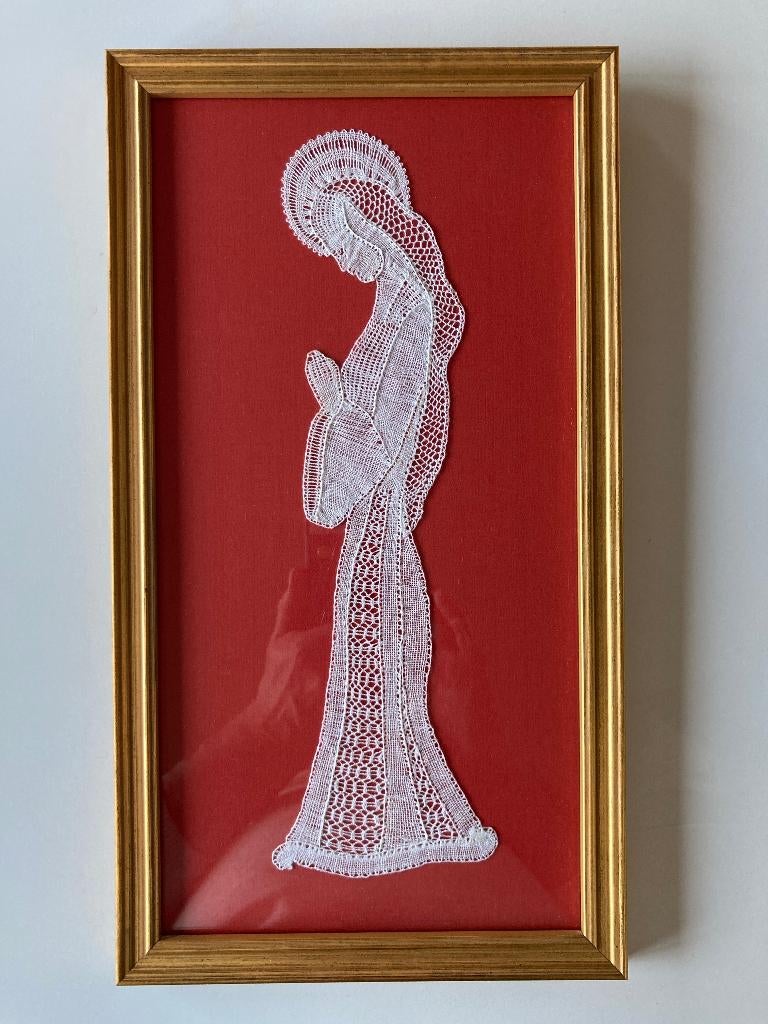 Kantkloswerk Maria in kader, Antiek en Kunst, Ophalen of Verzenden