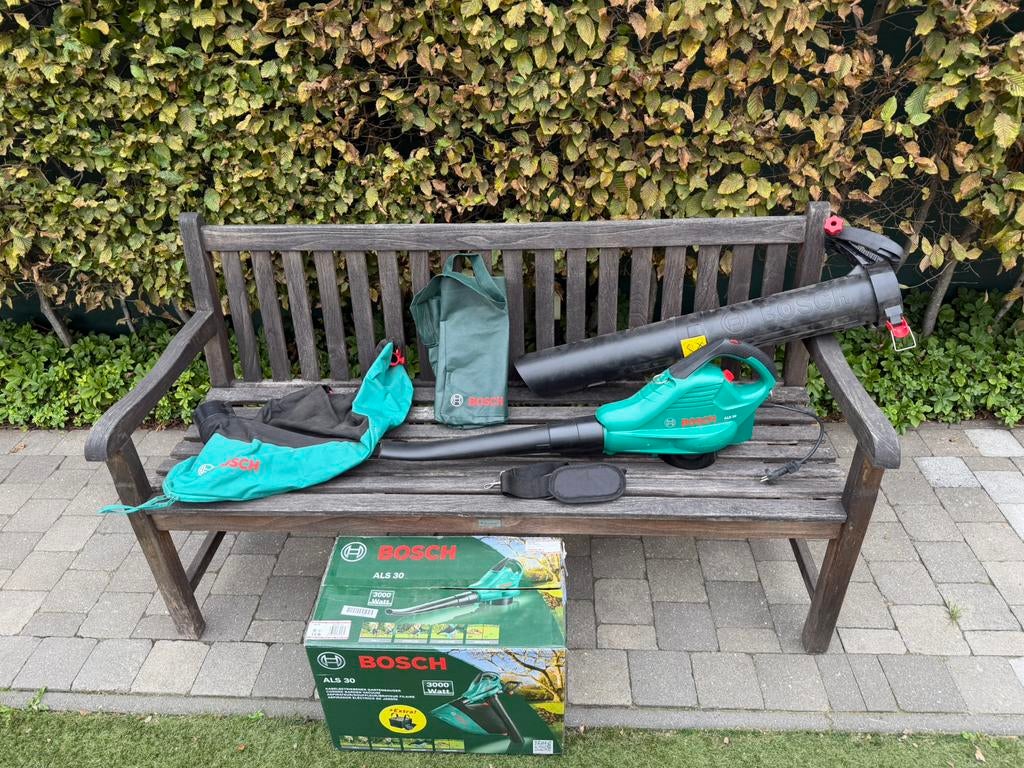 Bosh Als 30 bladzuiger bladblazer compleet, Tuin en Terras, Ophalen of Verzenden, Zo goed als nieuw