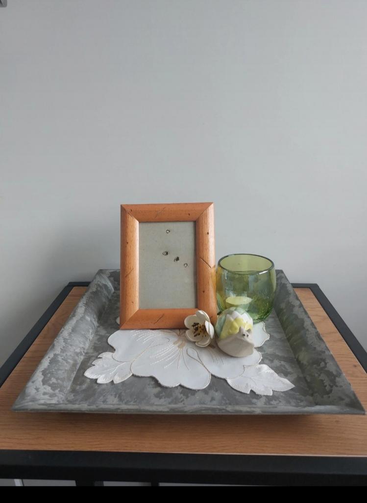Plateau met sier deco, Ophalen of Verzenden, Gebruikt, Vierkant, Overige materialen