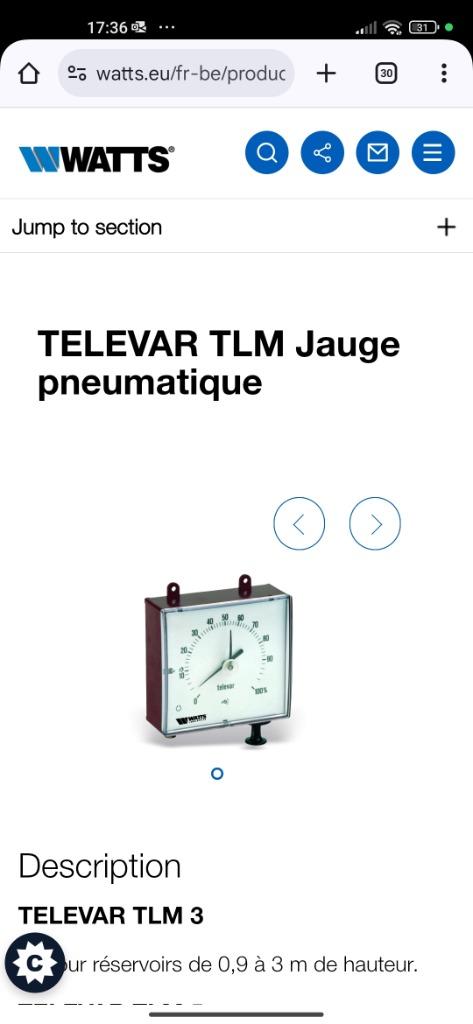 Jauge pneumatique universelle pour citerne mazout, Enlèvement, Neuf