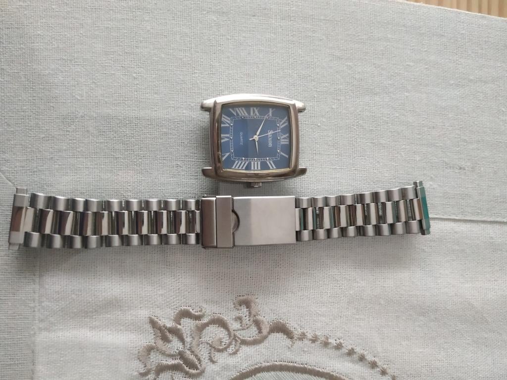 Saxon polshorloge blauw, Overige merken, Staal, Gebruikt, Staal