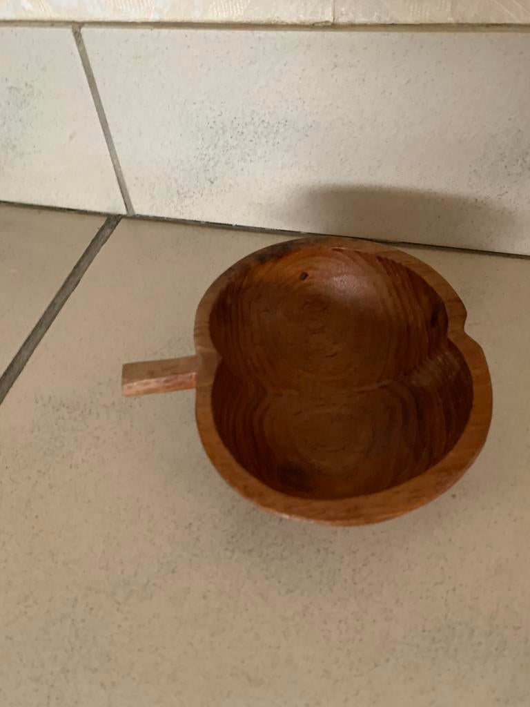 2 houten schotels schalen blad en appelvorm Blad 20 cm Appel, Enlèvement ou Envoi