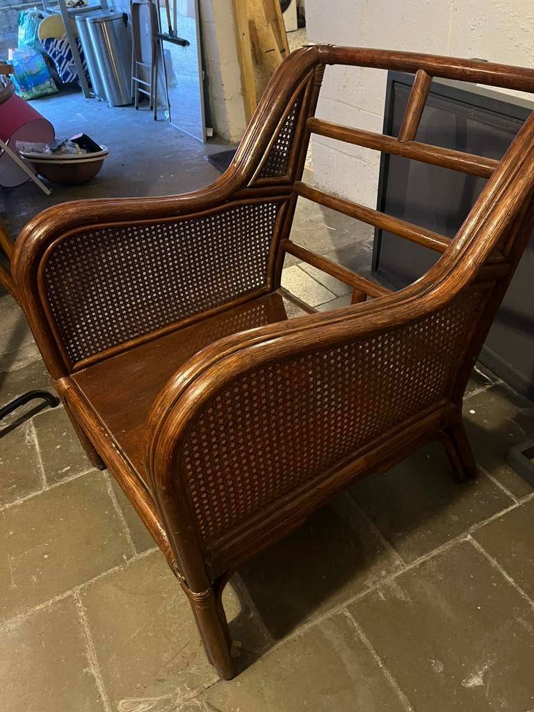Fauteuil vintage en bois courbé et cannage, Enlèvement