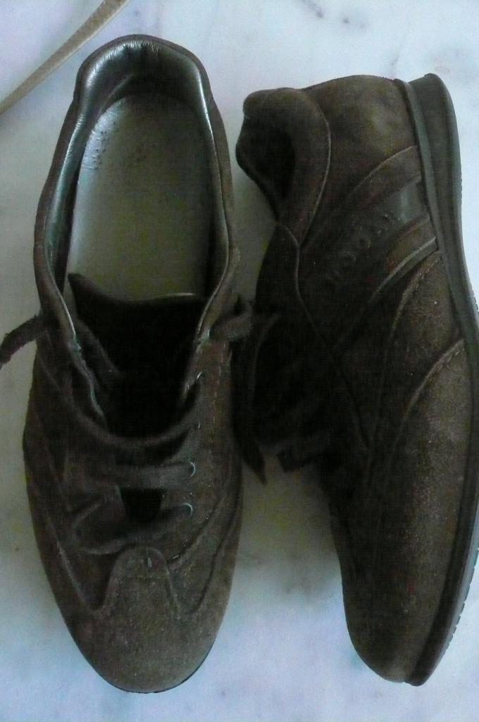 Hogan - donkerbruine lederen schoenen met veters, Ophalen of Verzenden, Gedragen, Veterschoenen