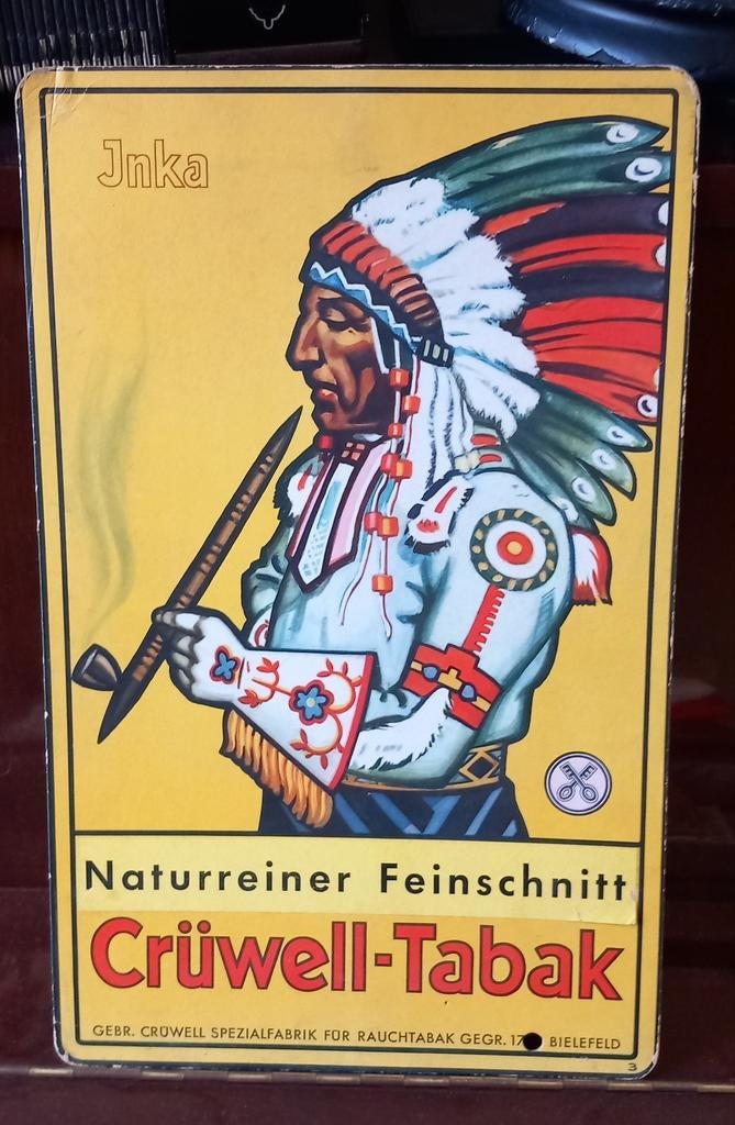 Ancienne publicité en carton Crüwell Tabak, Enlèvement ou Envoi, Utilisé