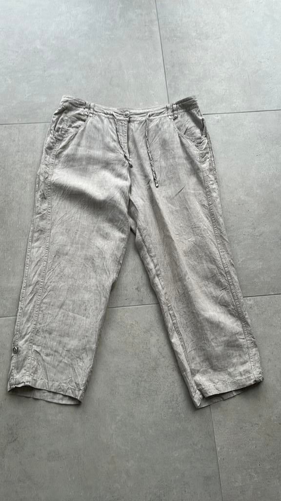 Beige 7/8 linnen broek 44, Ophalen of Verzenden, Gedragen, Maat 42/44 (L), Beige