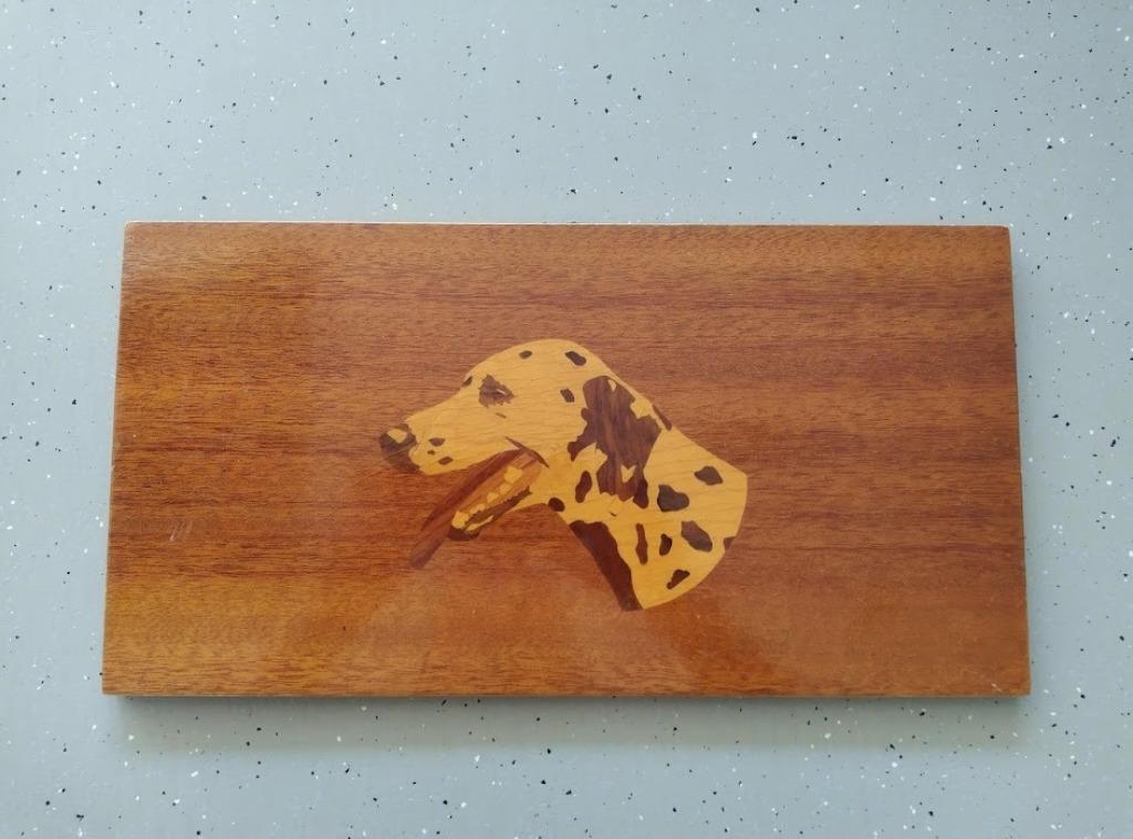 Vintage Houten kader - Ingelegd - Hond Dalmatiër - Prachtig, Antiek en Kunst, Ophalen of Verzenden