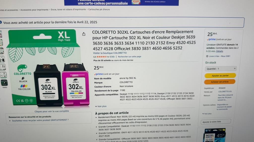 Encre pour imprimante HP, Enlèvement, Neuf, Cartridge, HP