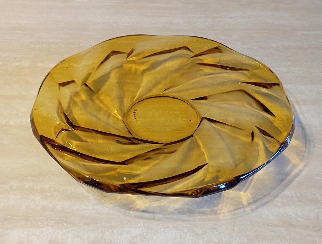 Art deco amber glazen schaal merkteken BELGE, Antiek en Kunst, Antiek | Glaswerk en Kristal, Ophalen of Verzenden
