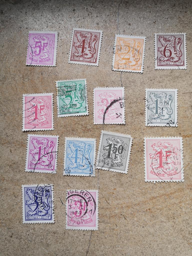 14 postzegels België heraldieke leeuw, Postzegels en Munten, Postzegels | Europa | België, Ophalen of Verzenden