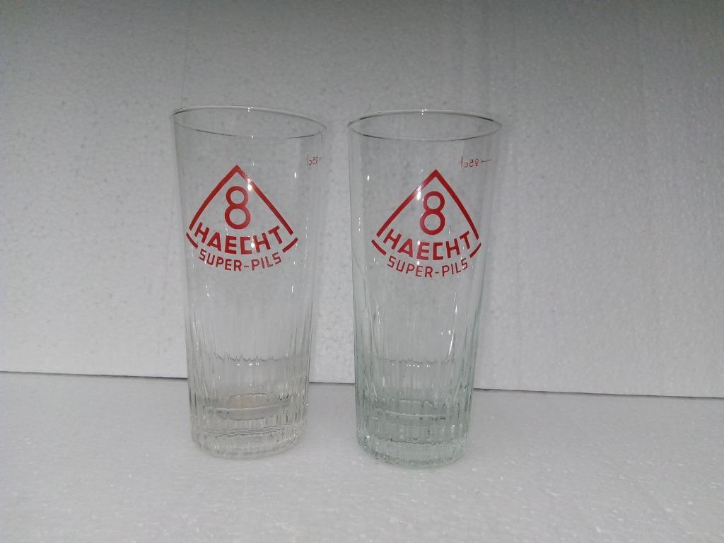 Twee antieke 8 HAECHT SUPER PILS glazen, Verzamelen, Ophalen of Verzenden, Zo goed als nieuw, Glas of Glazen, Overige merken