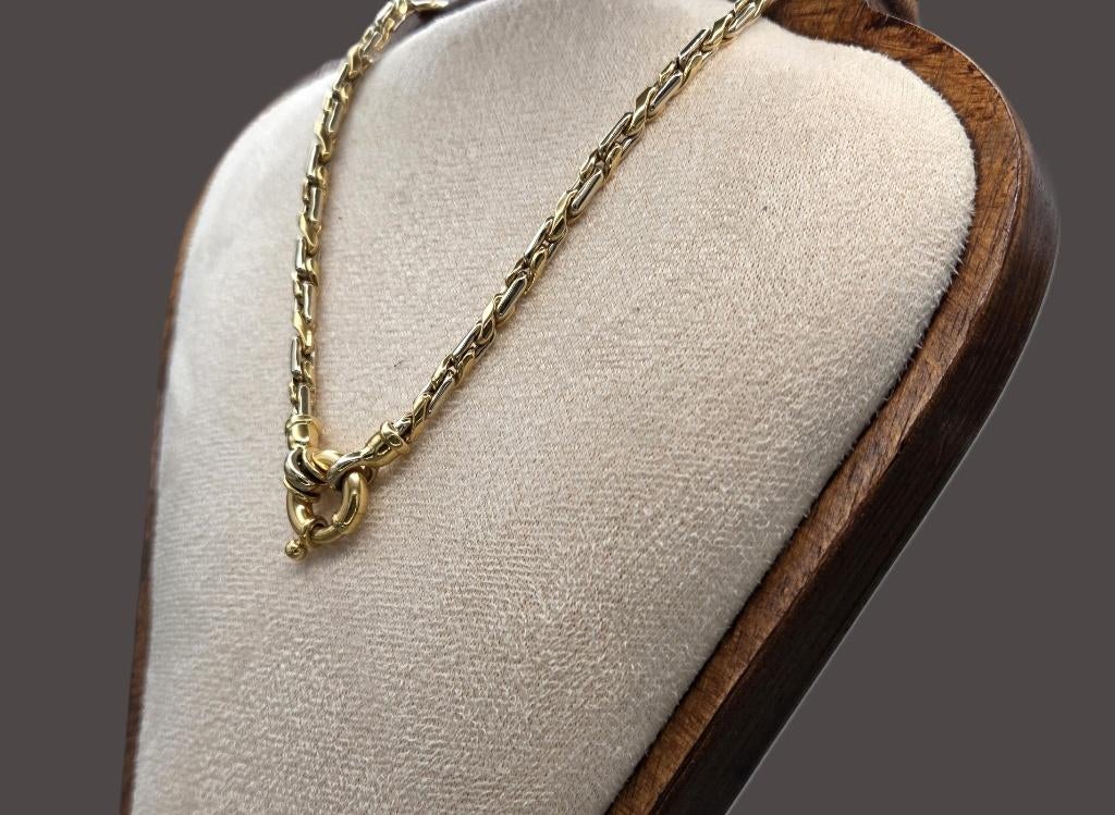 Gouden bi-color schakel ketting/collier. 2026/94., Ophalen of Verzenden, Zo goed als nieuw, Goud, Goud
