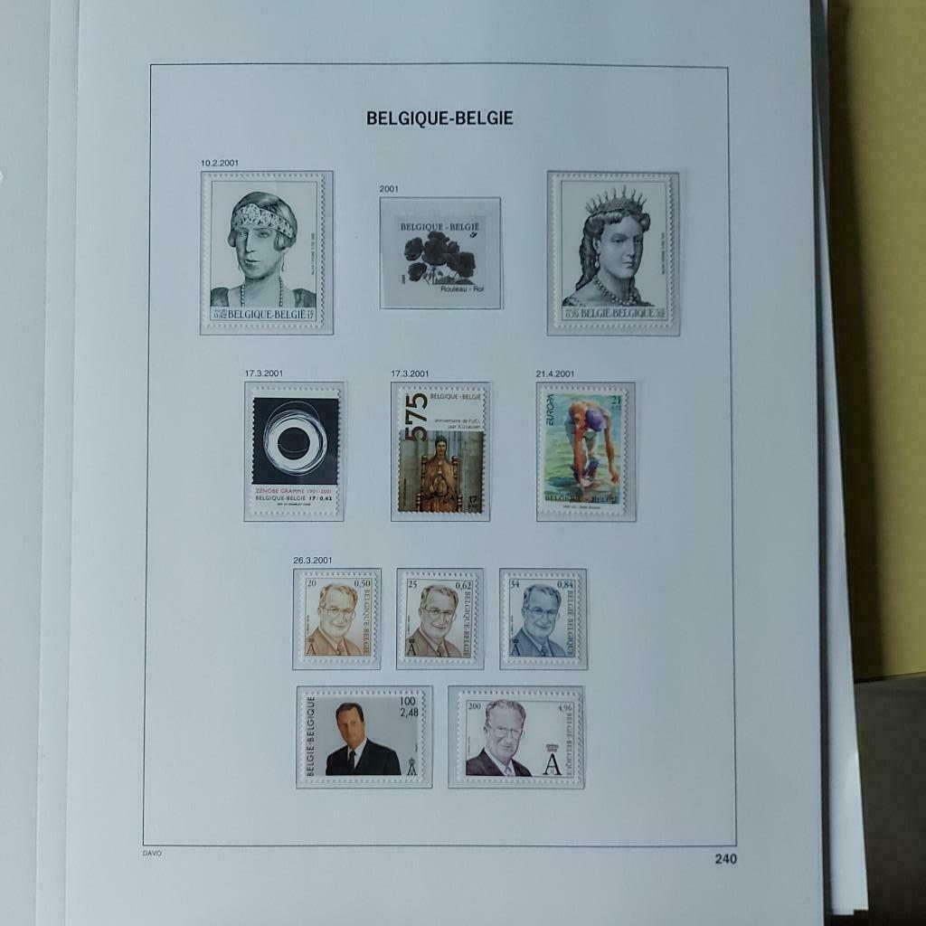 postzegels postfris België 2001 op DAVO luxe bladen, Ophalen of Verzenden, Zonder stempel, Postfris, Postfris