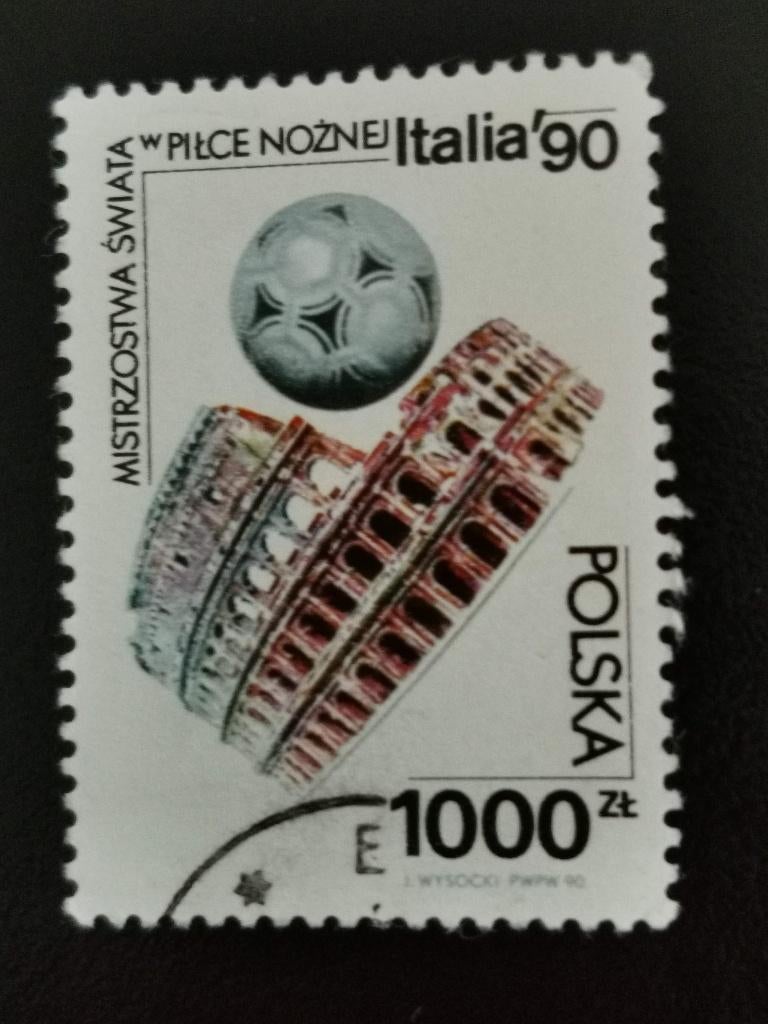 Pologne 1990 - sport - Coupe du monde football, Enlèvement ou Envoi, Pologne, Affranchi