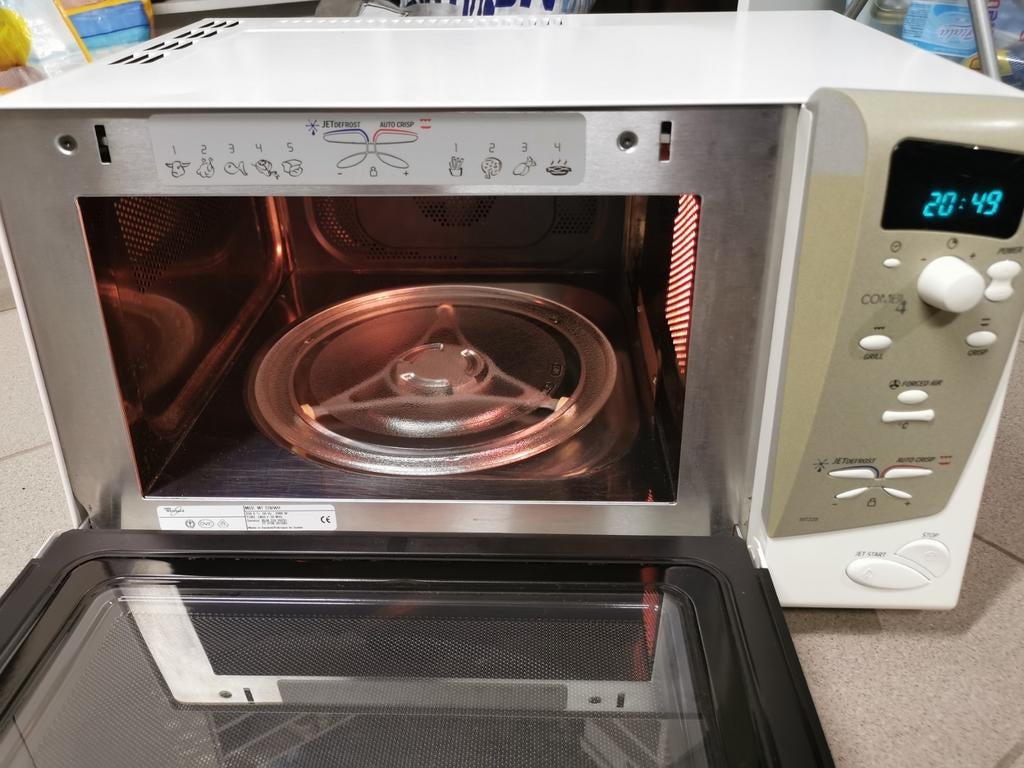 Whirlpool MT 228/WH combi, Elektronische apparatuur, Microgolfovens, Ophalen, Crisp, Gebruikt, Draaiplateau