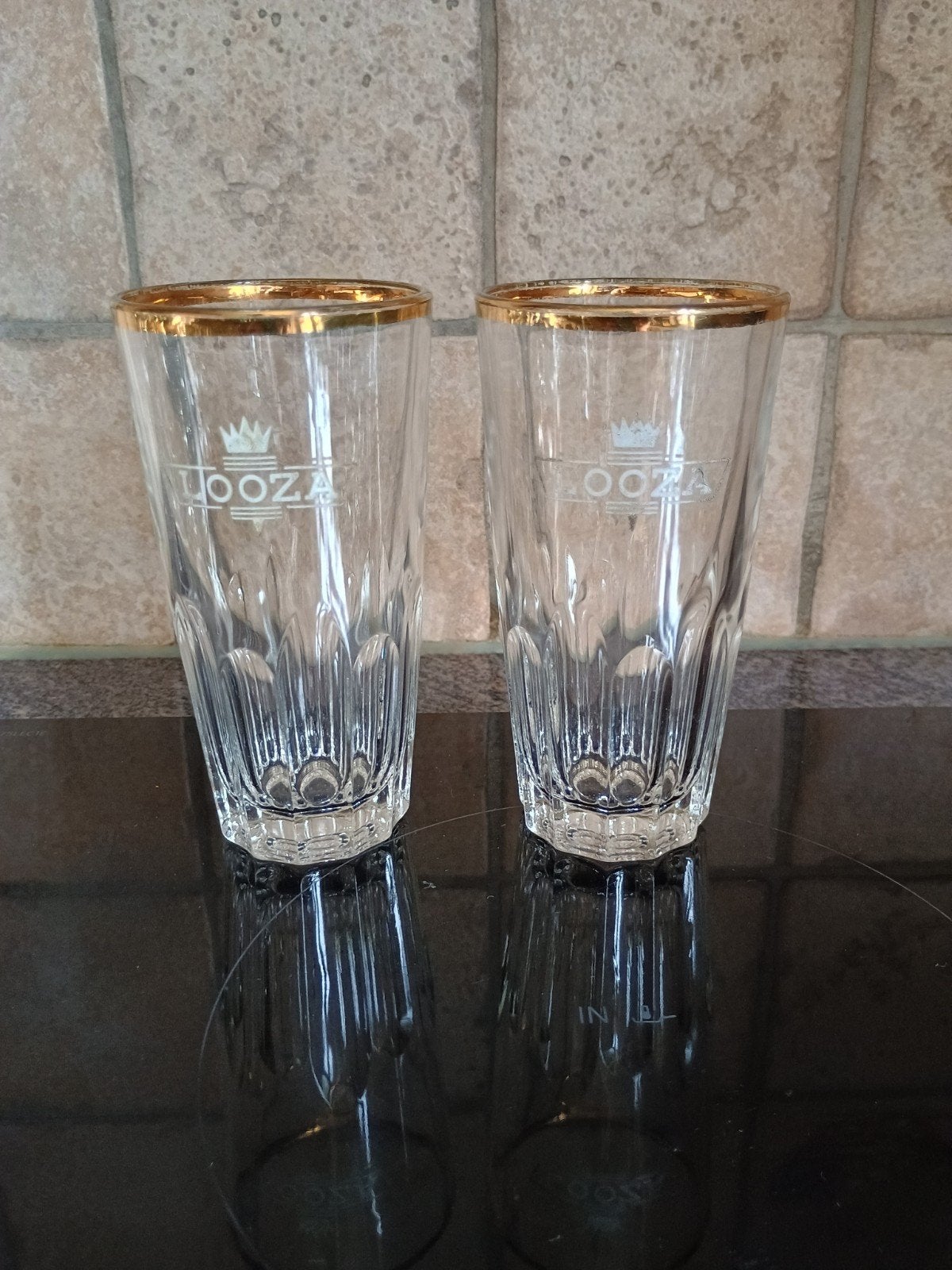 Looza glazen gouden rand 12 cm, Ophalen of Verzenden