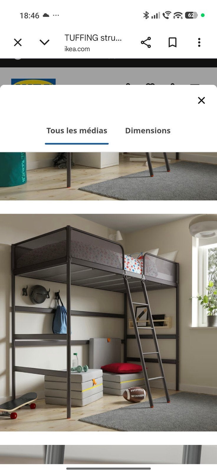 Liz mezzanine ikea, Maison & Meubles, 90 cm, Enlèvement, 200 cm, 160 à 180 cm