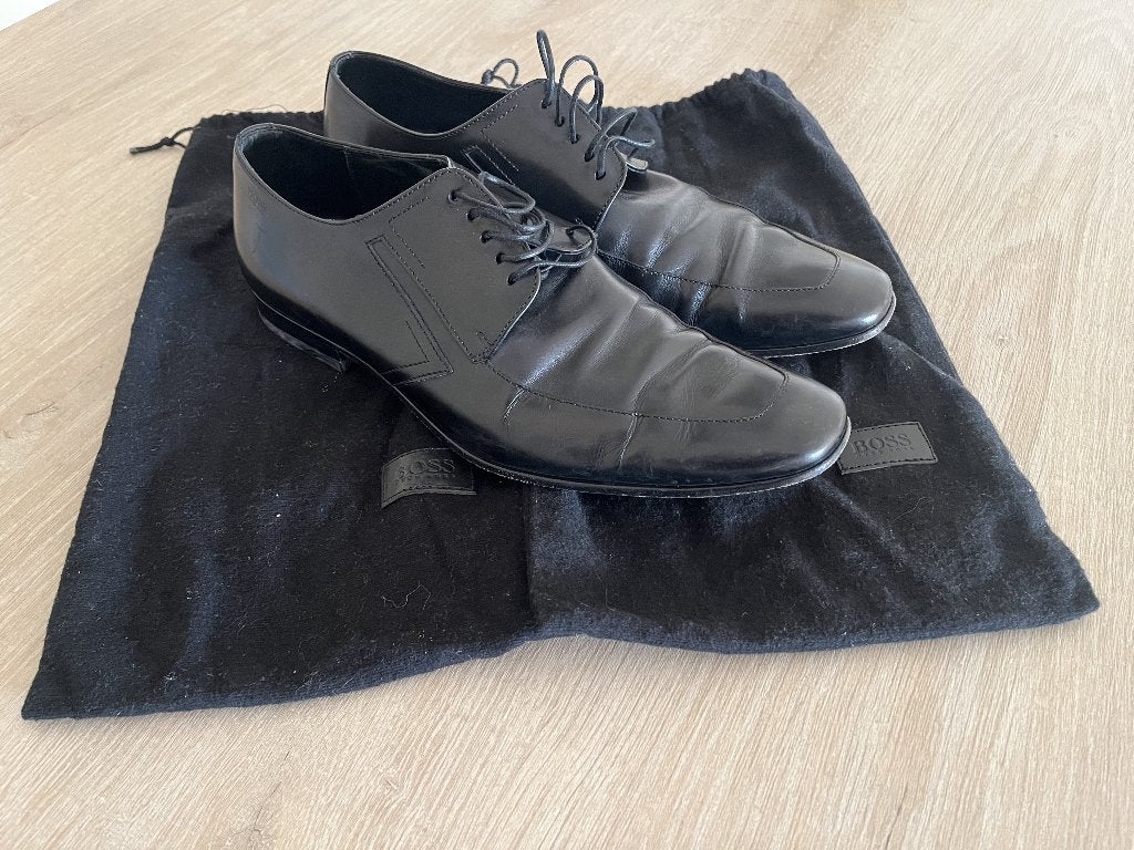 Hugo Boss herenschoenen - Zwart - Maat 41,5 / 42 (UK 7.5), Kleding | Heren, Schoenen, Zwart, Ophalen of Verzenden, Zo goed als nieuw