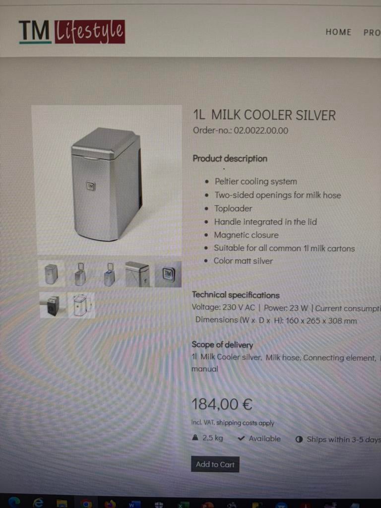 Melkkoeler professional 1liter TM lifestyle- nieuw verpakt, Ophalen of Verzenden, Nieuw