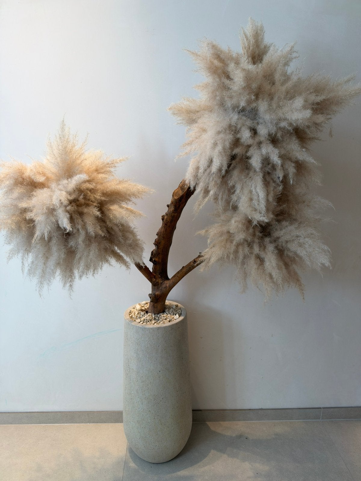 Grand Pampastree Pampas King — Design personnalisé avec vase, Neuf, Beige, Intérieur, Plante artificielle