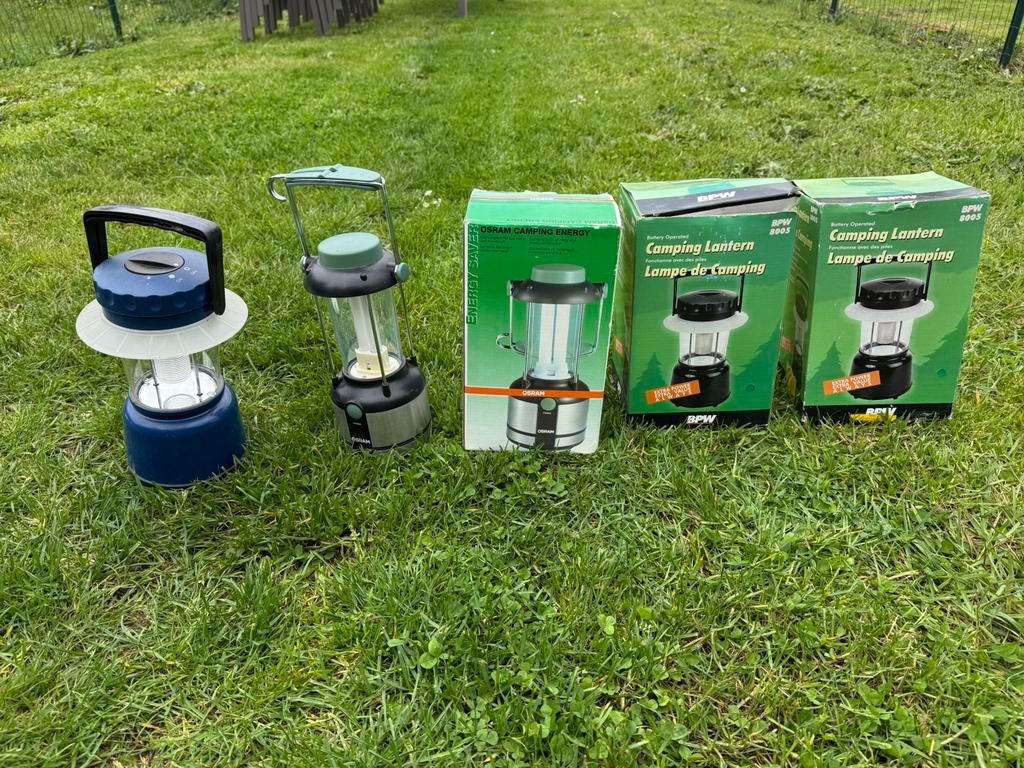 Kampeerlampen 5stuks merk osram en bpw ., Caravans en Kamperen, Zaklampen, Ophalen of Verzenden, Zo goed als nieuw, Batterij