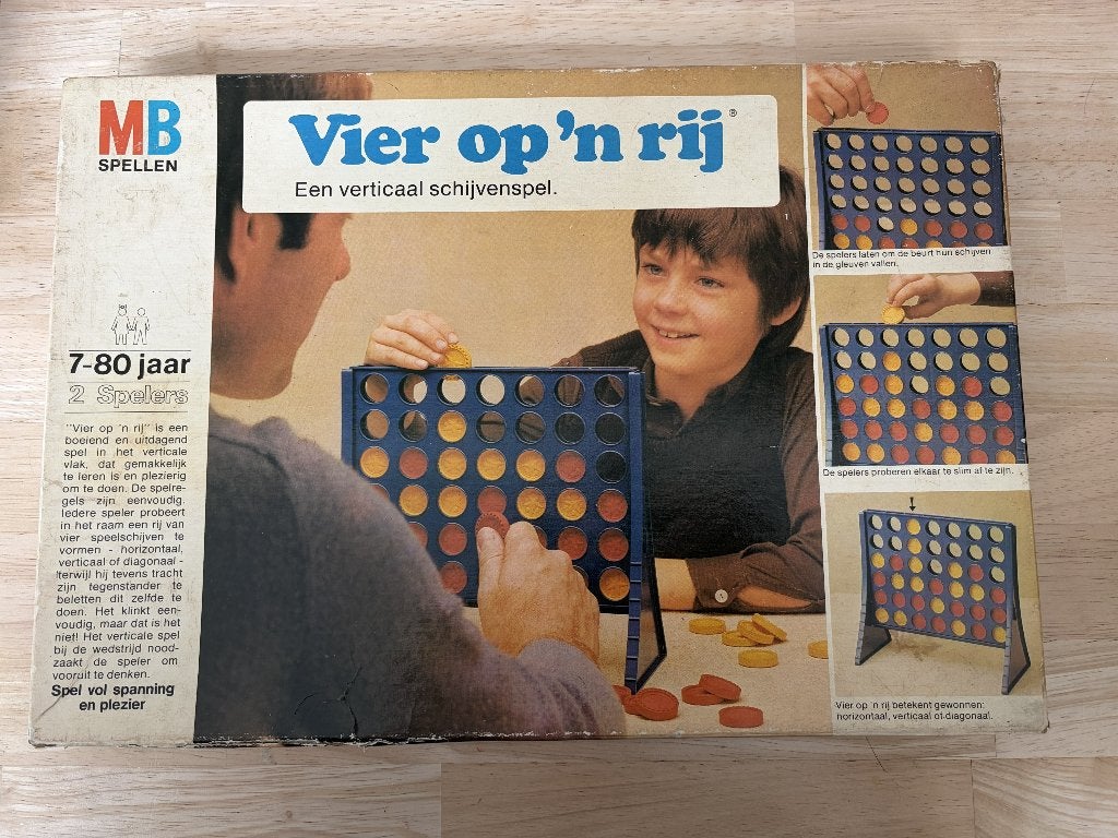 Gezelschapsspel :Vier op een rij, Een of twee spelers, Verzenden, Zo goed als nieuw, MB spellen