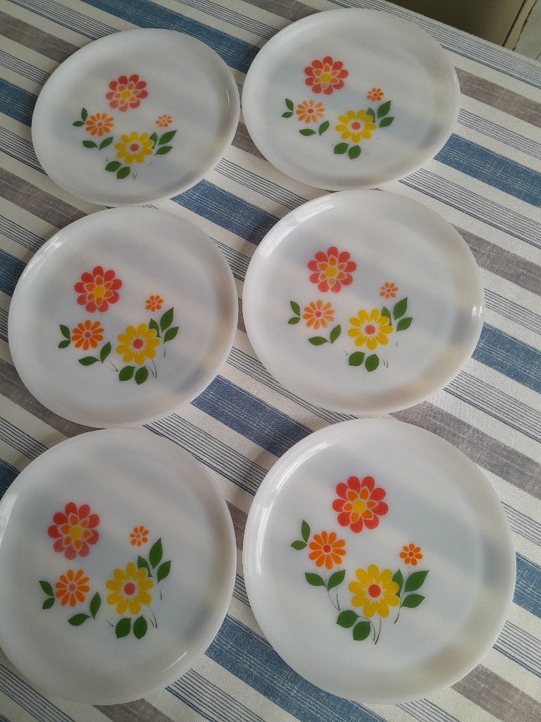 6 Assiettes Plates Arcopal Rotterdam Vintage, Antiquités & Art, Enlèvement ou Envoi