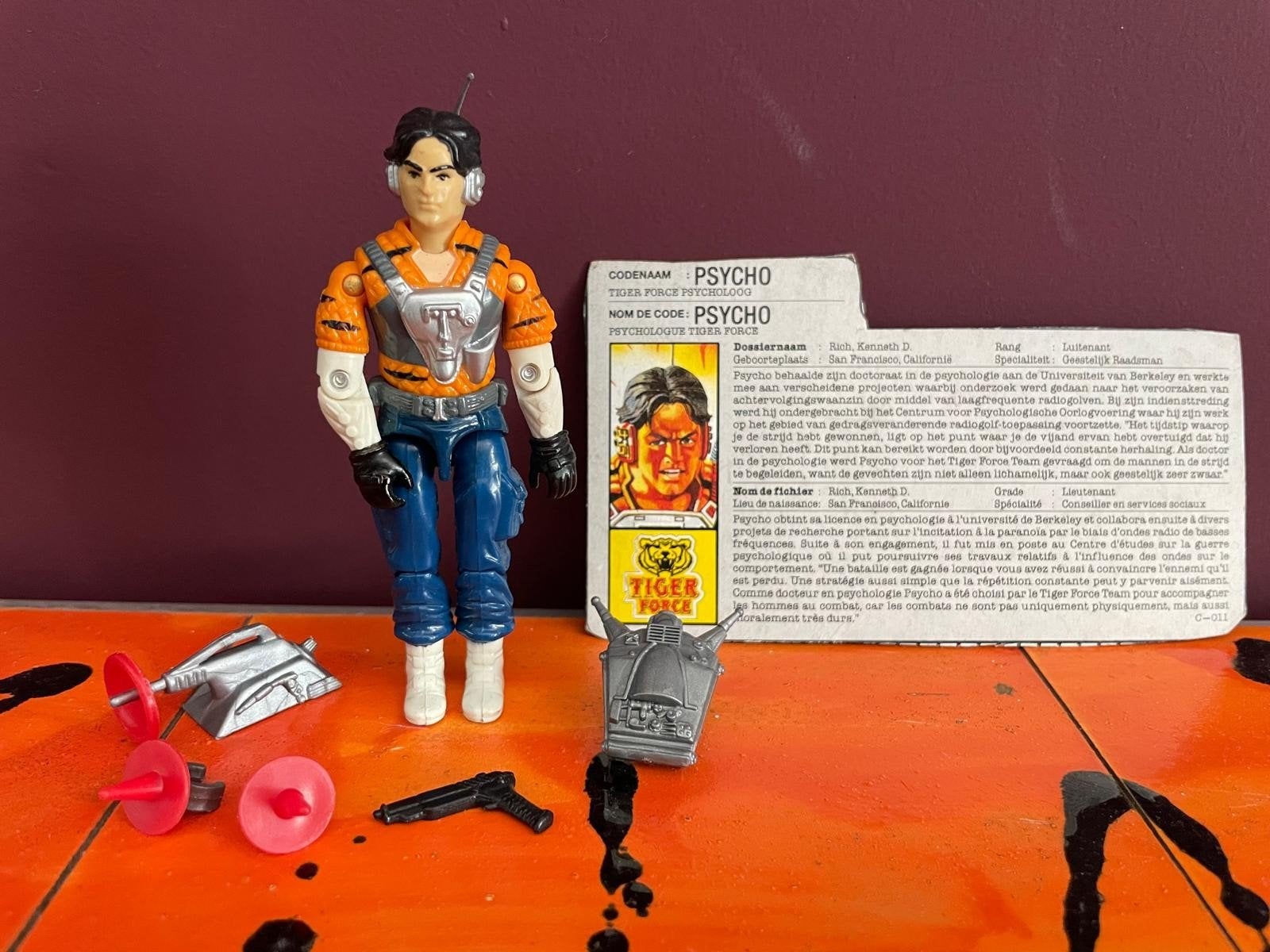 Vintage Gi Joe Psyche out Psycho Tiger Force Compleet, Ophalen of Verzenden, Gebruikt