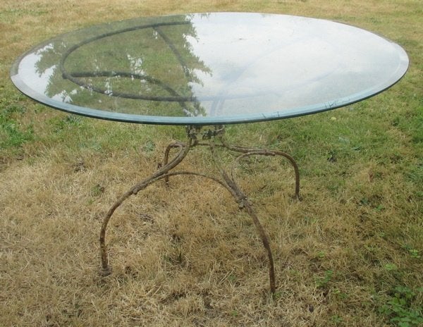 belle table de jardin ancienne ronde en fer, ancienne !, Enlèvement