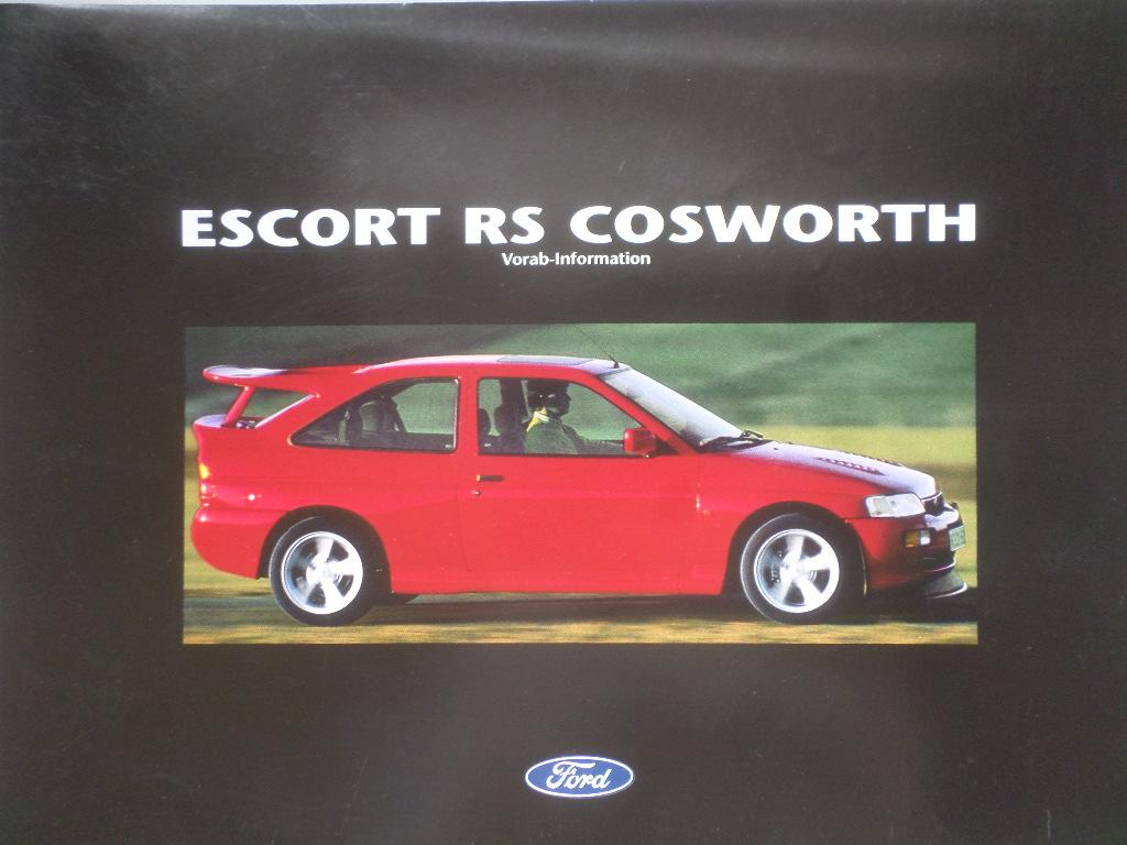 Ford Escort RS Cosworth 1992 Brochure, Ophalen of Verzenden, Ford