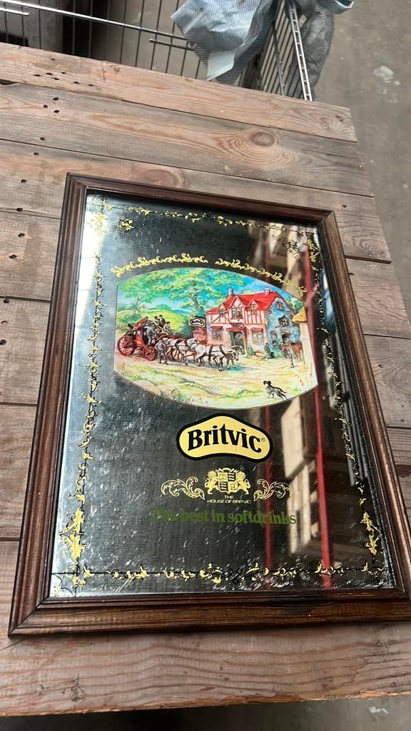 Oude reclame spiegel Britvic Limonade, Verzamelen, Ophalen of Verzenden