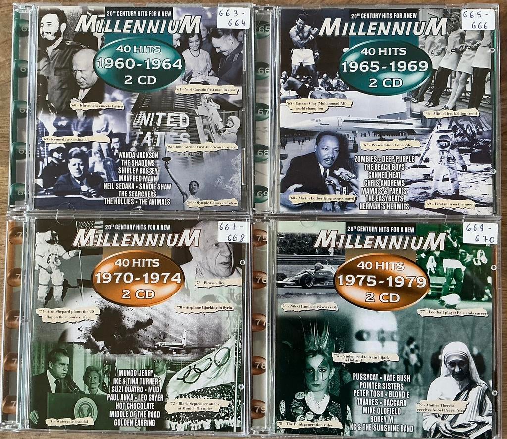 4 Verzamel cd’s millennium 1960 - 1979 (2 cd boxen), Ophalen of Verzenden, Zo goed als nieuw