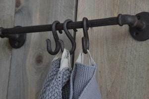 Kapstok-Handdoekenrek Met Haken -Gietijzer Bruin- LANDELIJK, Huis en Inrichting, Woonaccessoires | Kapstokken, Ophalen of Verzenden