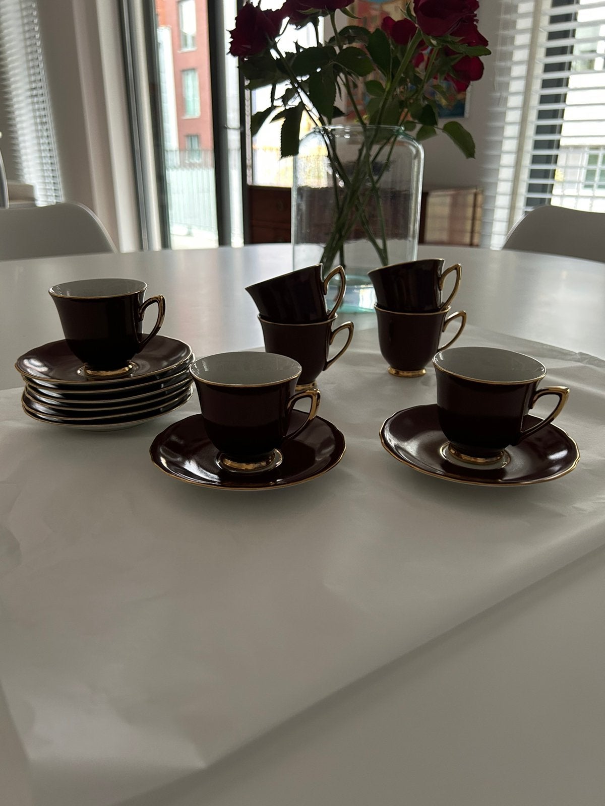 Tasses à moka en porcelaine avec soucoupe (7 pièces), Enlèvement