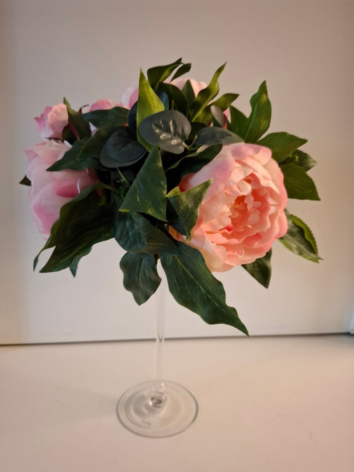 antiek hoog glas met zijden bloemen, Binnen, Roze, Kunstbloem, Nieuw